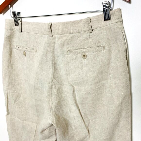 Gap Linen Khaki Wide Cropped Capri Pants Lightweight Breathable Sz 6 - Picture 4 of 6